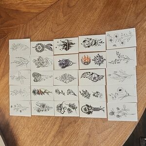 new 25 sheets TEMPORARY TATTOOS floral mystic womens small mini B&W body art